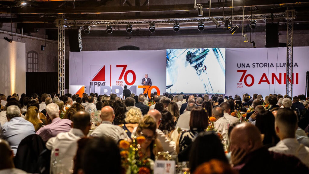 ILPRA 70th Anniversary celebration with employees and partners, marking seven decades of innovation in packaging machinery.