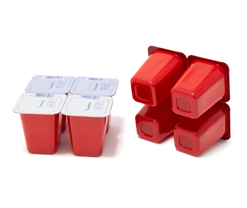 Thermoformed multipack cups for dairy and dessert packaging